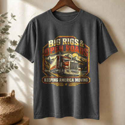 American Long Haul Badge Comfort Colors T-Shirt, Semi Truck Driver Tee