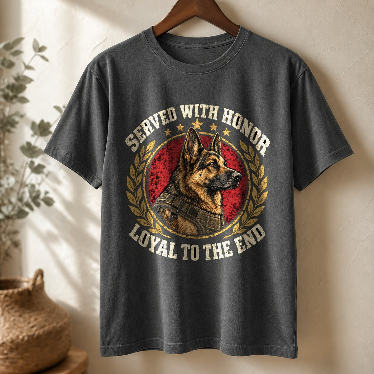 Loyal Vanguard Veteran Canine Badge Comfort Colors T-Shirt