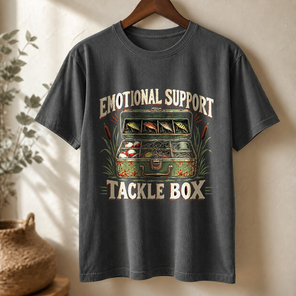 Emotional Support Tackle Box Comfort Colors T-Shirt, Fishing Tee