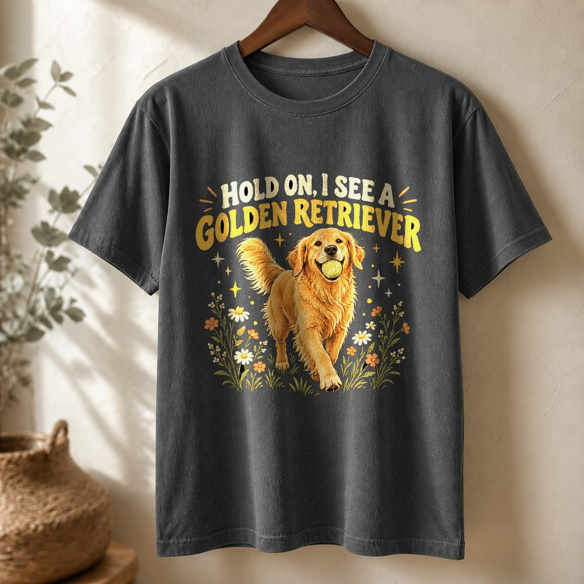 Comfort Colors Graphic T-Shirt, Easily Spotted Golden Retriever Dog Mom