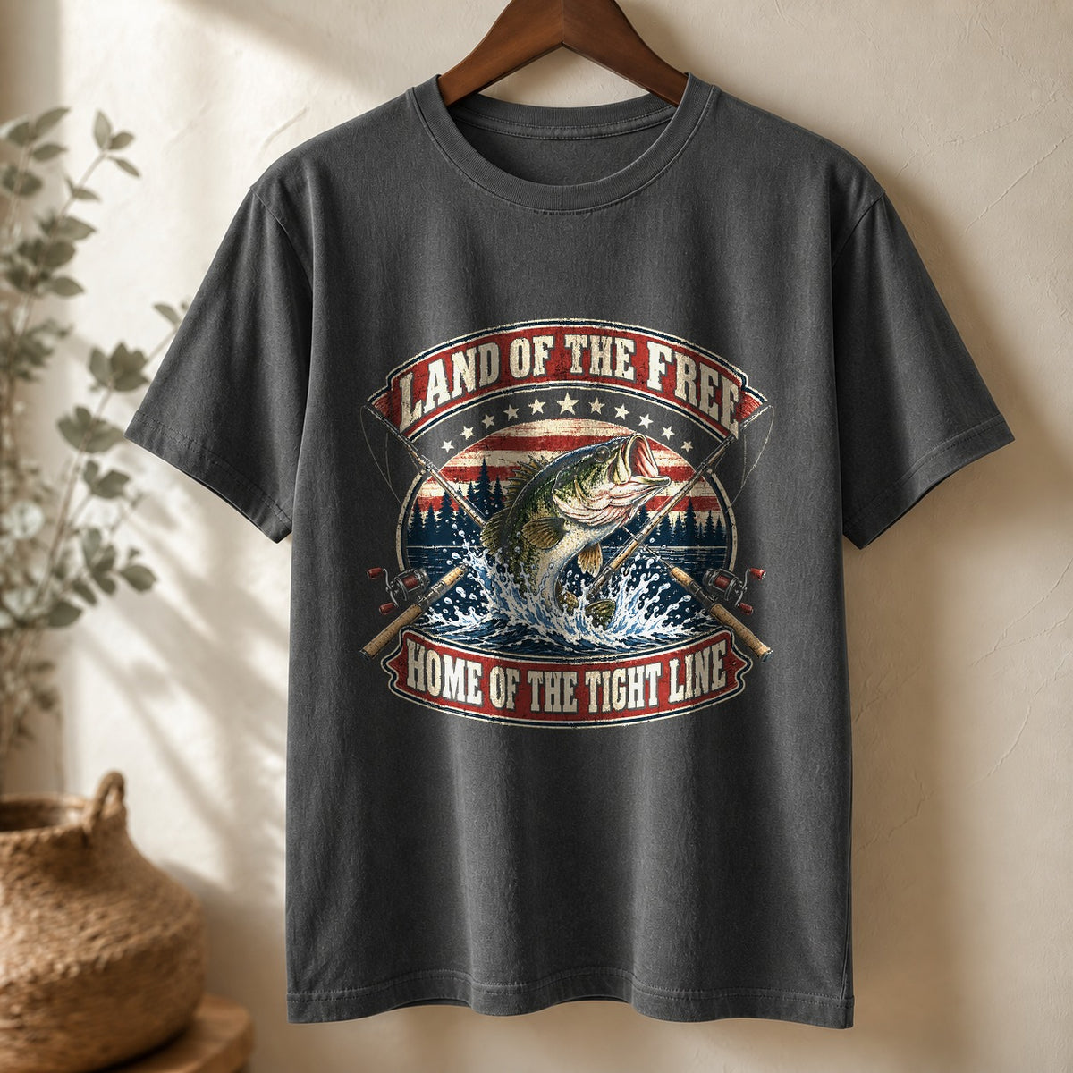 Tight Lines Patriotic Bass Fishing Comfort Colors T-Shirt