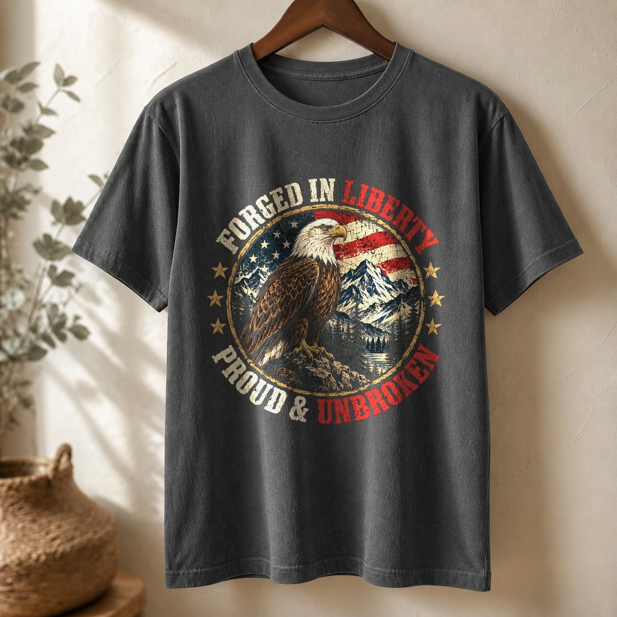 Comfort Colors Forged in Liberty Eagle Patriotic Graphic T-Shirt