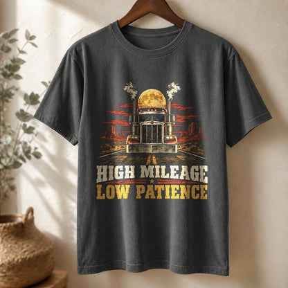 Comfort Colors High Mileage Low Patience Trucker Graphic T-Shirt