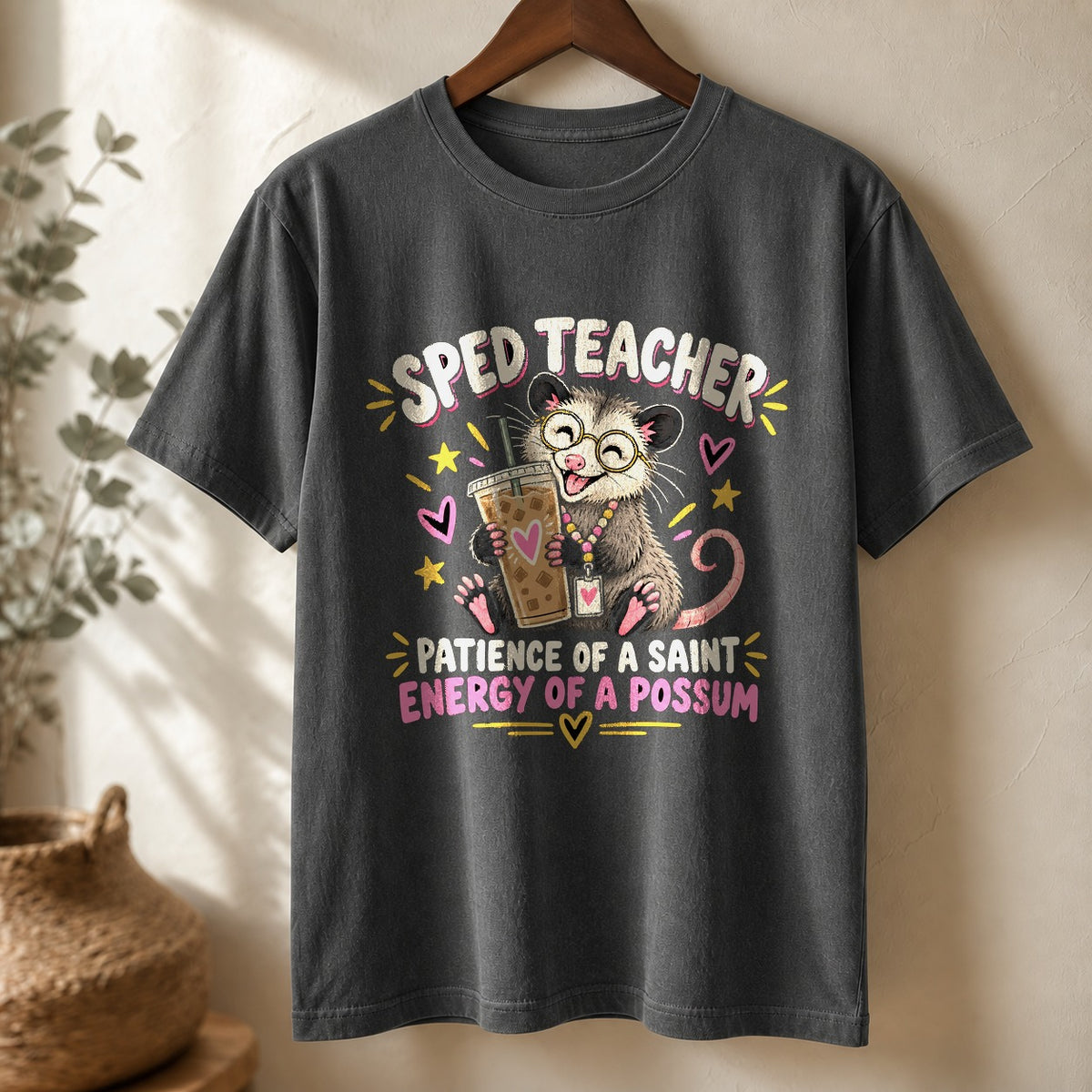 Comfort Colors Sped Possum Energy Graphic T-Shirt, Teacher Humor