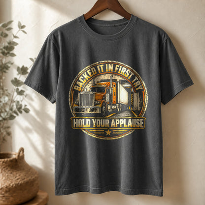 Backing Champion Trucker Comfort Colors T-Shirt, Truck Driving Humor Tee