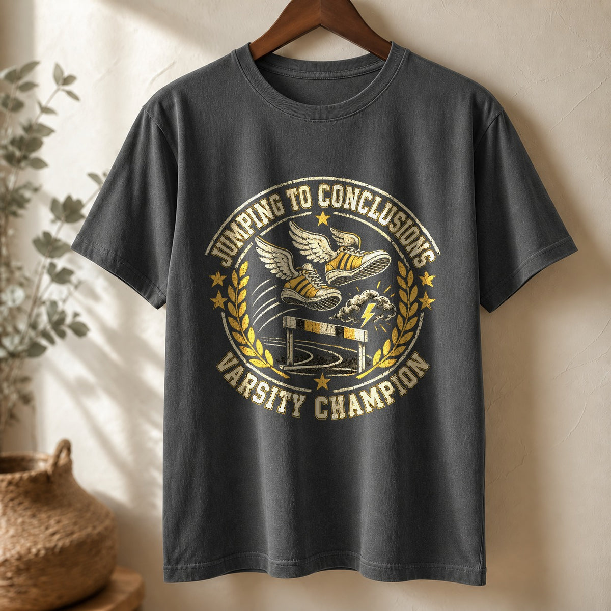 Comfort Colors Jumping to Conclusions Varsity Graphic T-Shirt