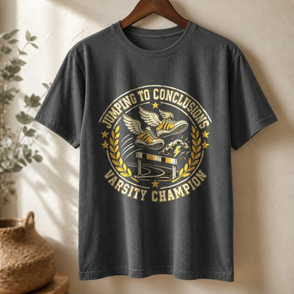 Comfort Colors Jumping to Conclusions Varsity Graphic T-Shirt