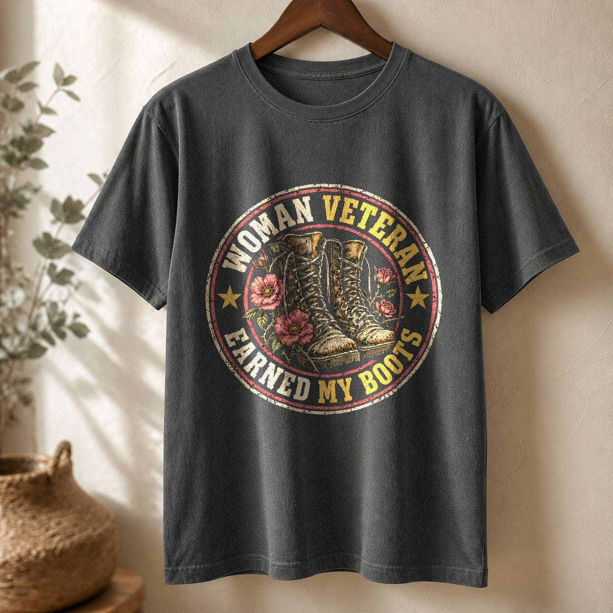 Earned My Boots Woman Veteran Comfort Colors T-Shirt