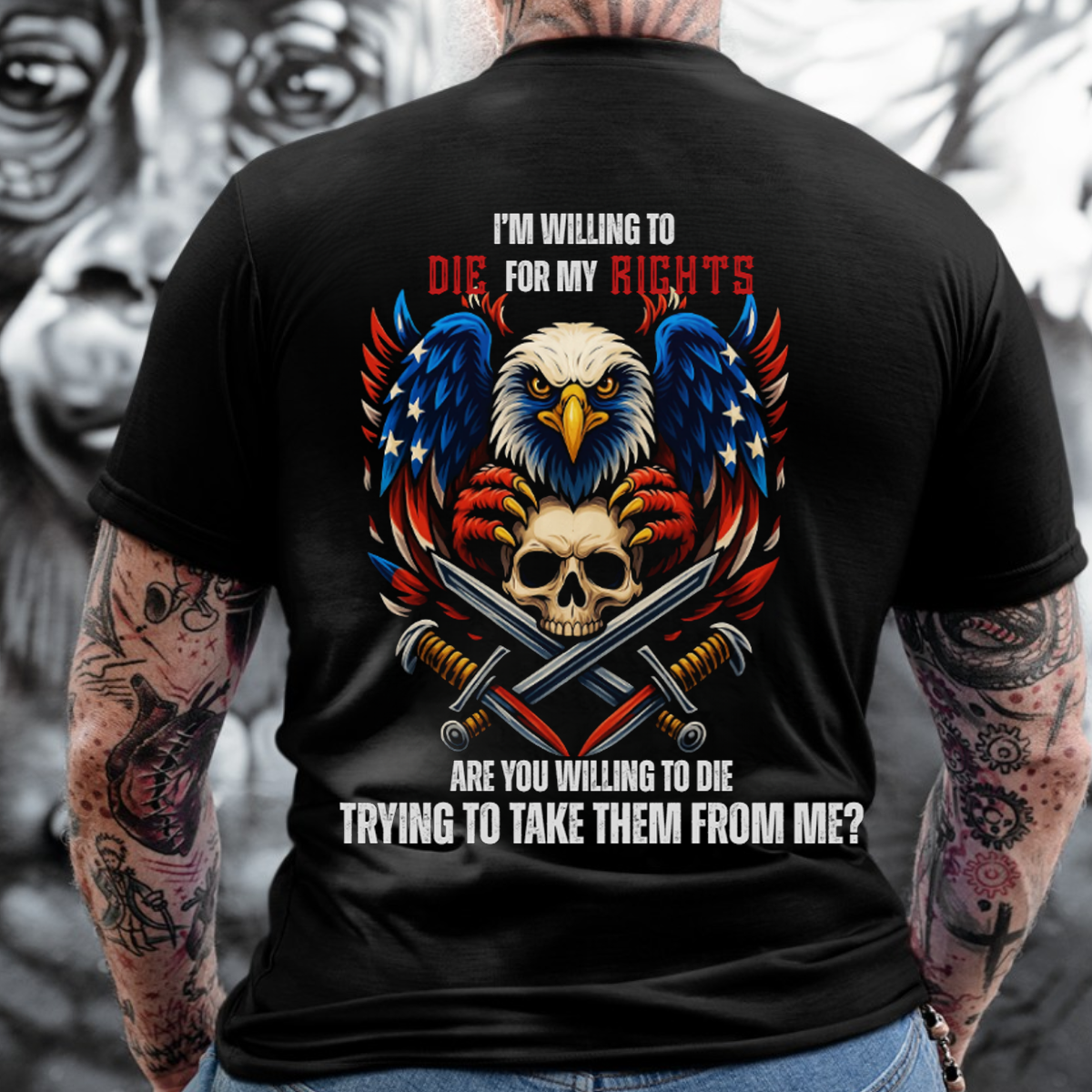 Patriotic American Eagle & Skull Graphic Tee, Military Veteran Shirt, Perfect Gift for Veteran Day