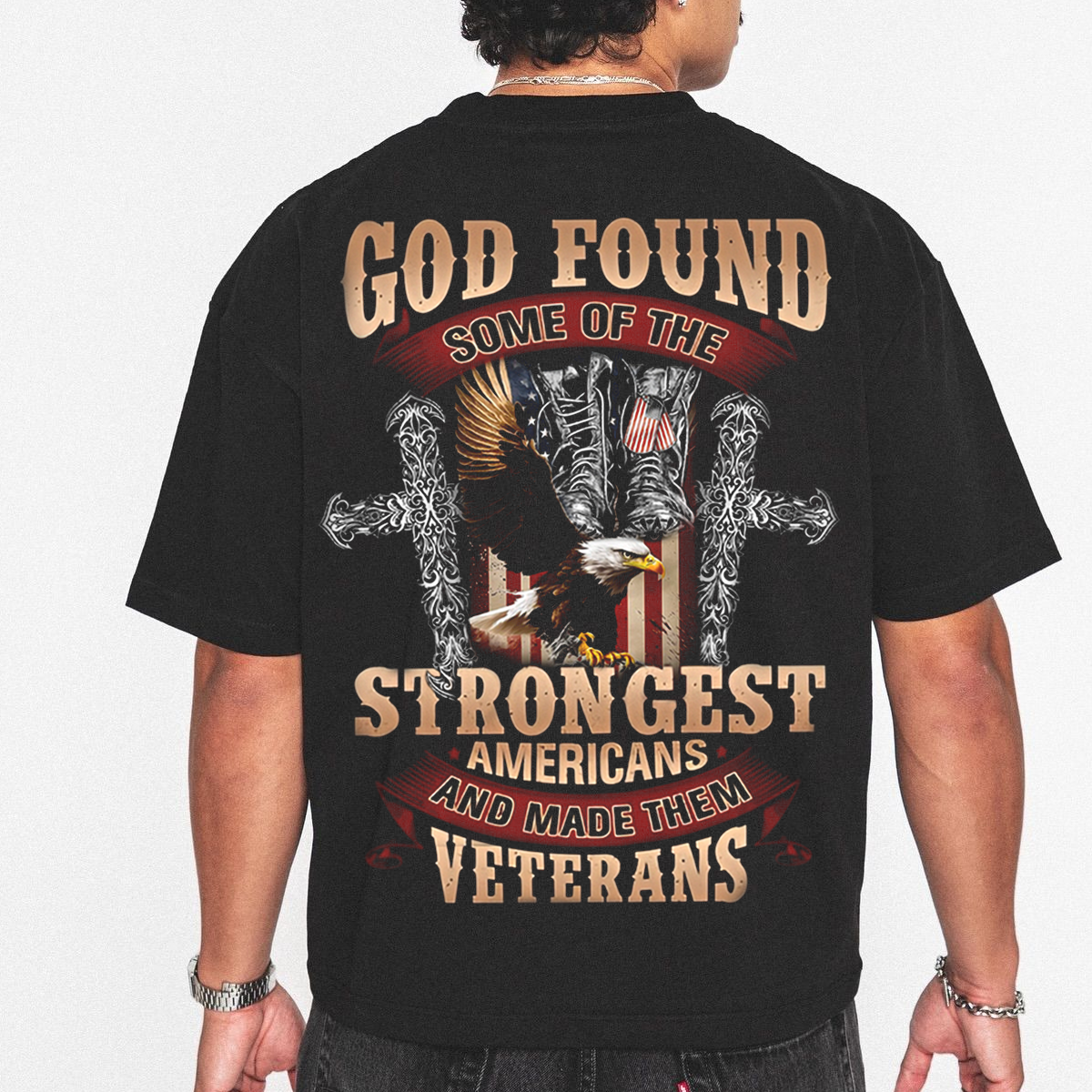 God Found the Strongest Americans – Patriotic USA Eagle Graphic Tee