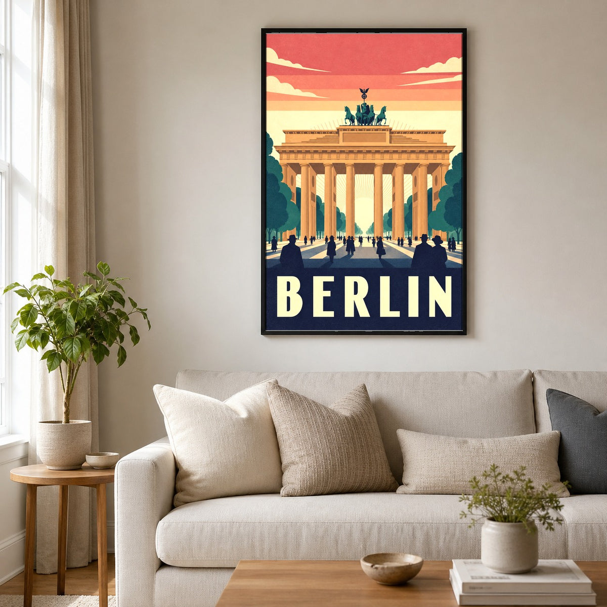 Berlin Germany Brandenburg Gate Vintage Travel Wall Art Poster