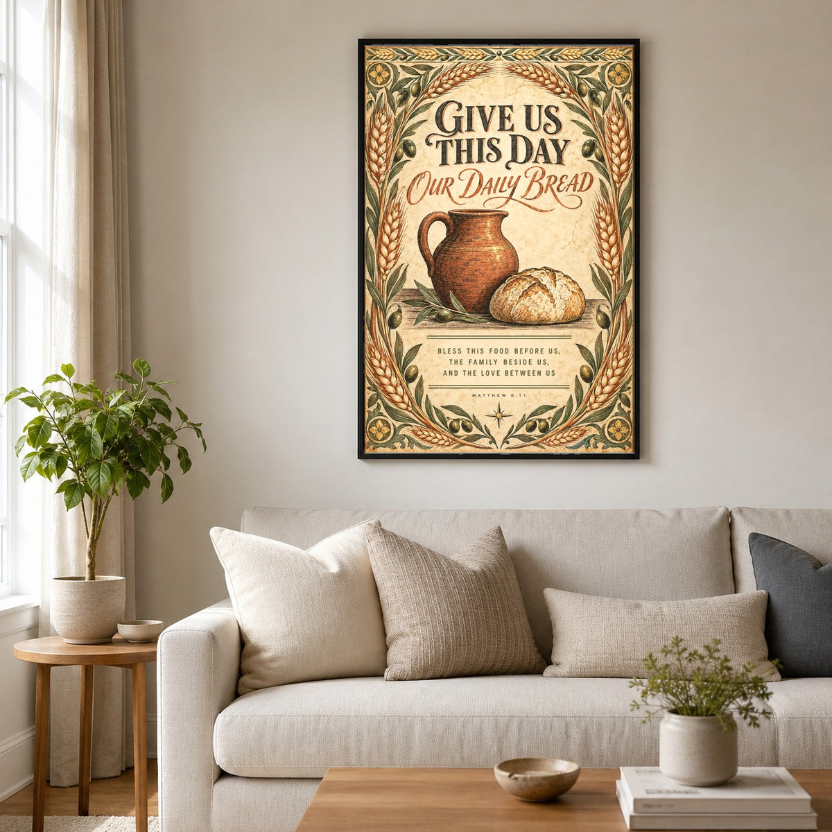 Give Us This Day Bible Scripture Poster, Daily Bread Kitchen Wall Art