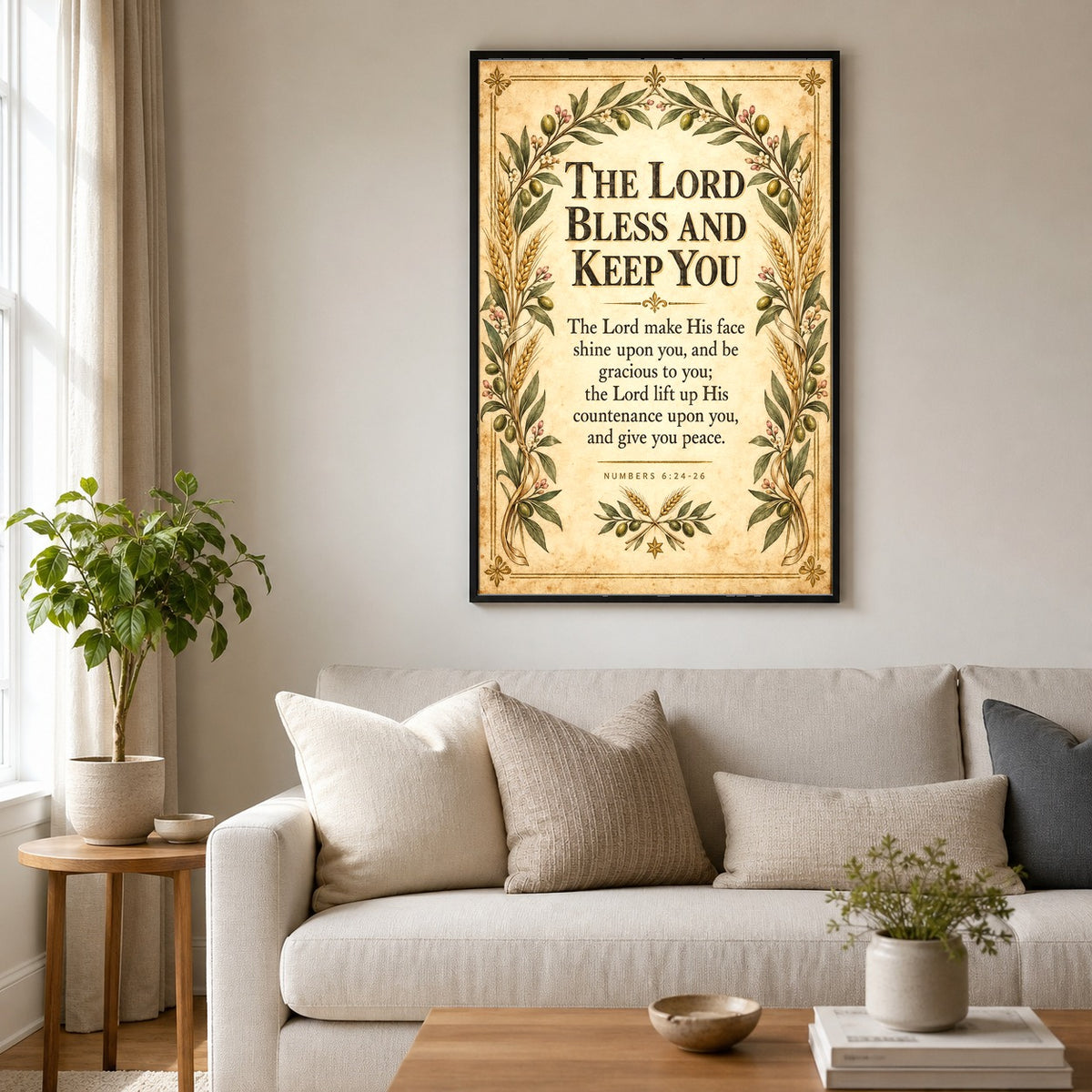 Aaronic Blessing Scripture Art Poster, The Lord Bless and Keep You