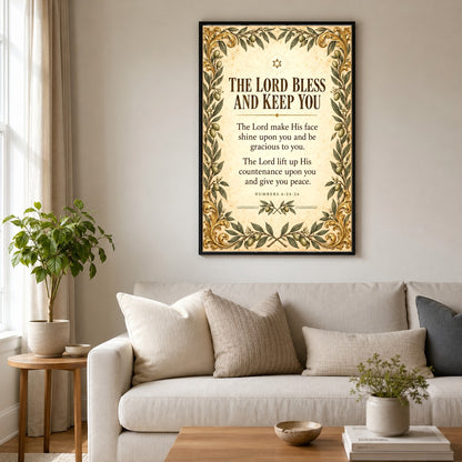 Botanical Priestly Blessing Art Poster, Numbers Scripture Print