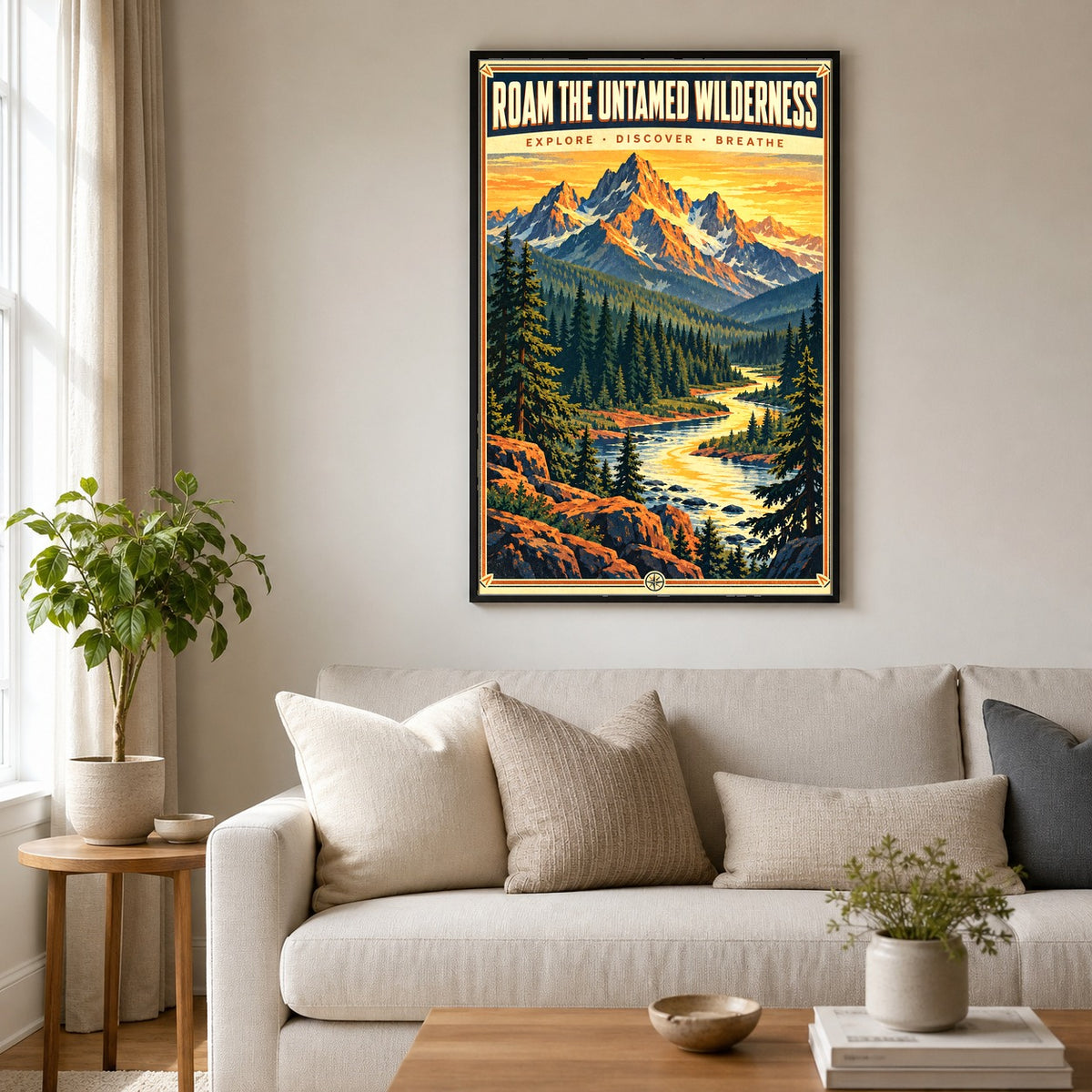 Untamed Wilderness Vintage Travel Poster, Rustic Nature Wall Art