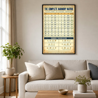 Complete Harmony Matrix Poster, Studio Diatonic Music Theory Reference