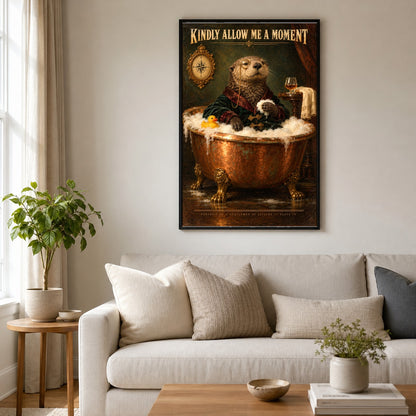 Victorian Bath Otter Funny Oil Painting Bathroom Art Poster