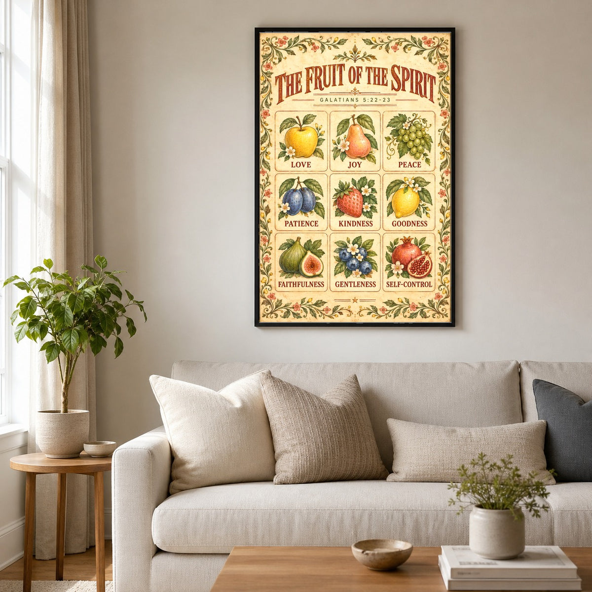 Fruit of the Spirit Kids Poster, Bible Scripture Wall Art