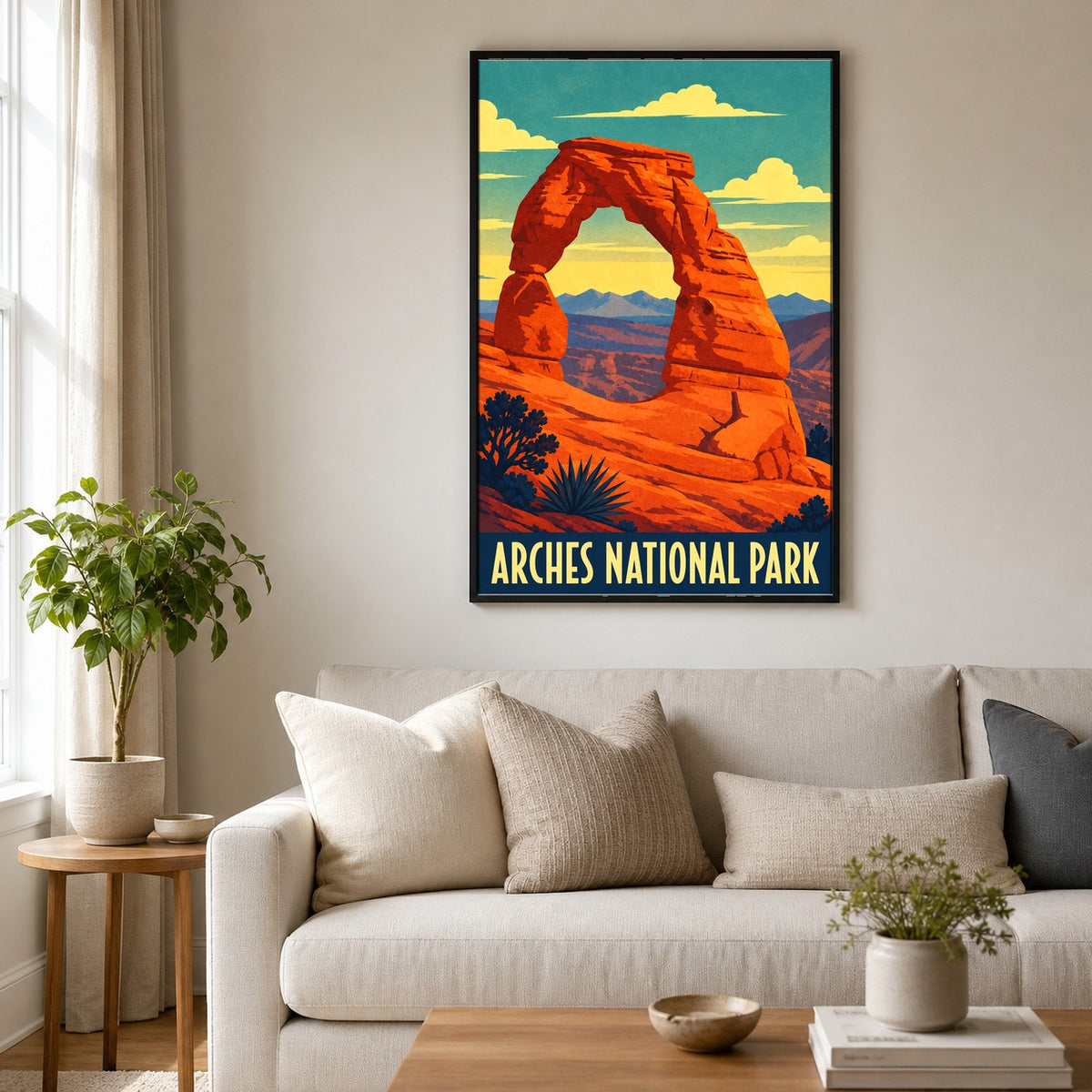 Arches National Park Poster, Vintage Desert Travel Wall Art