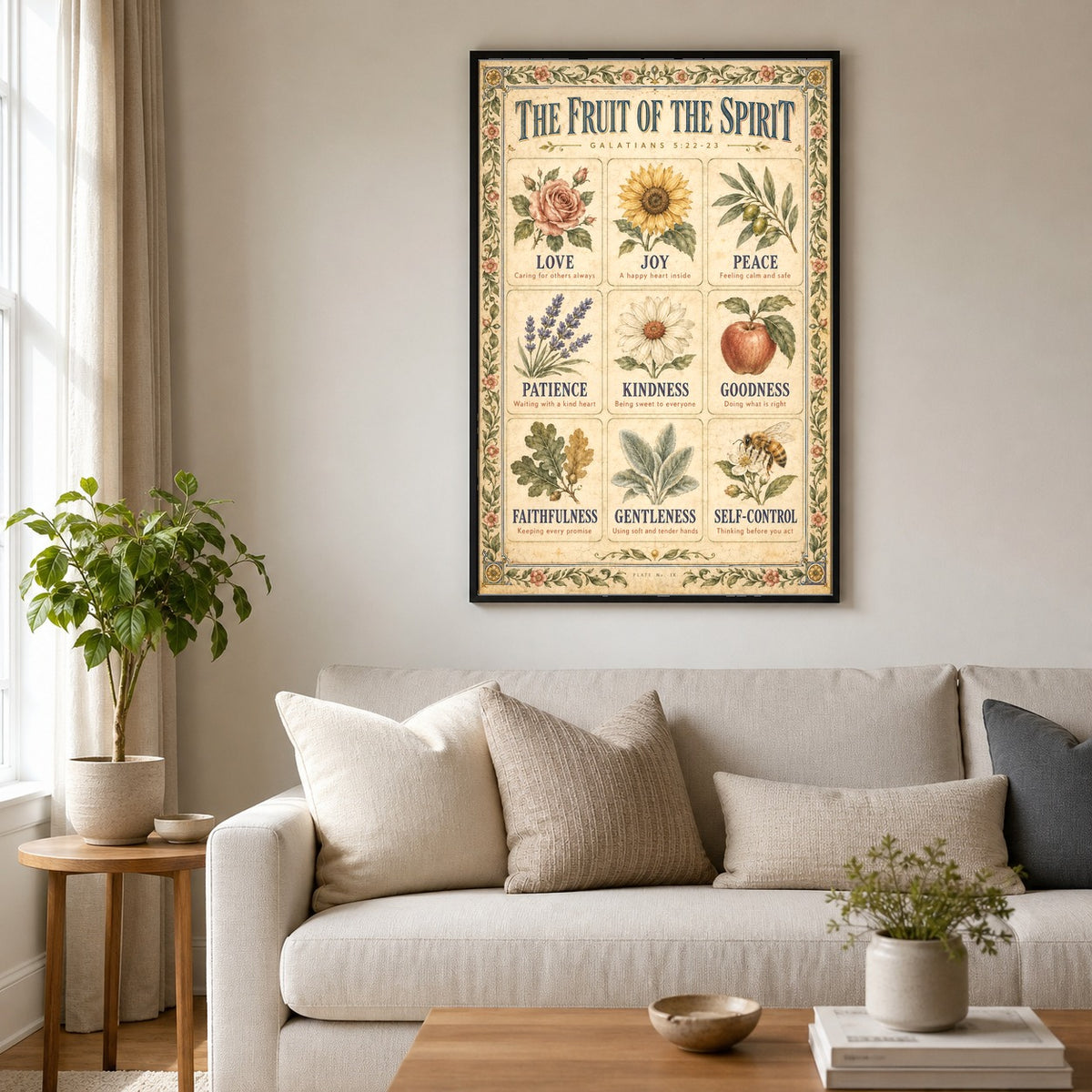 Fruit of the Spirit Nursery Scripture Poster, Galatians Wall Art