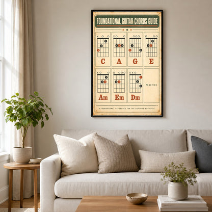 Foundational Guitar Chords Reference Chart Unframed Wall Art Poster