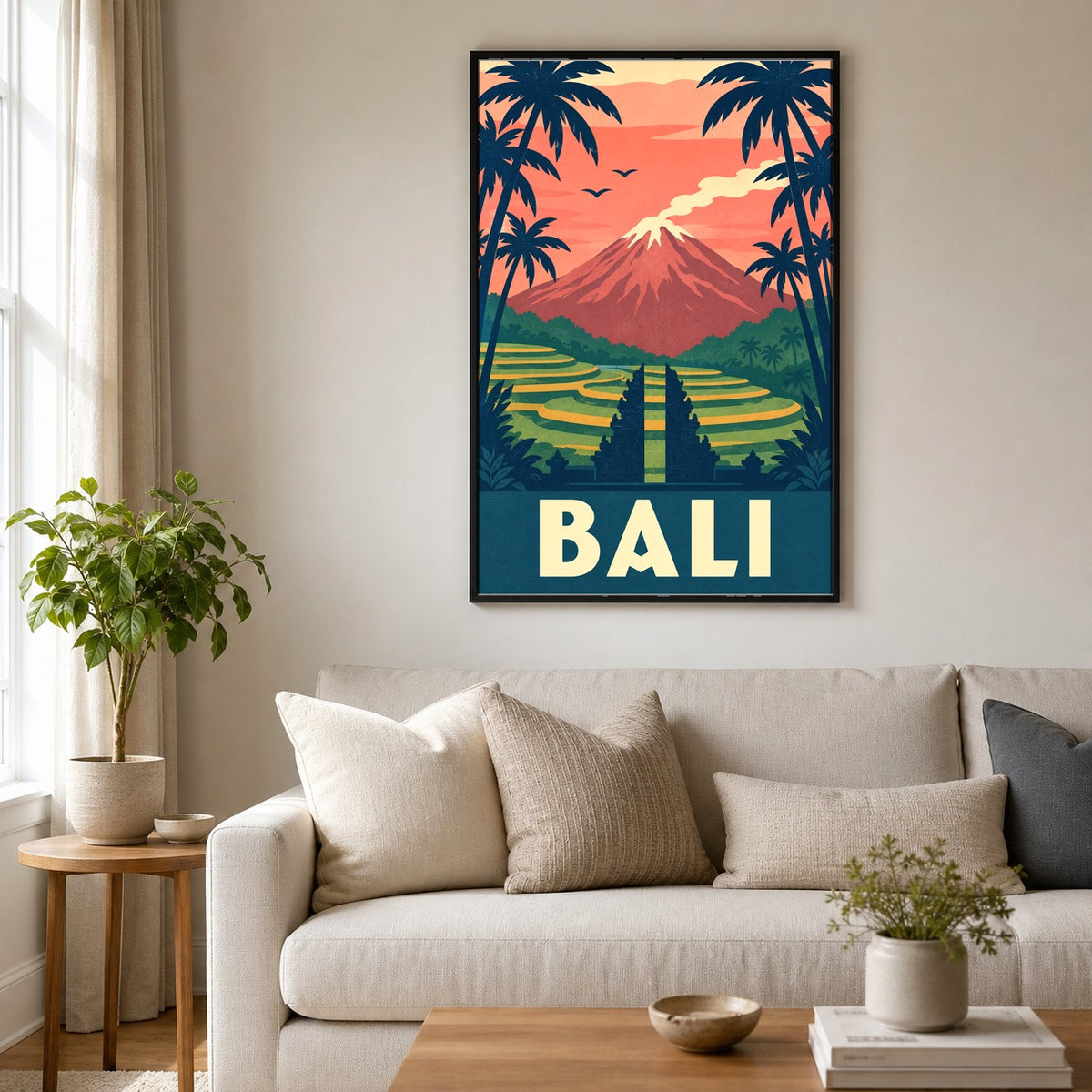 Bali Vintage Travel Poster, Retro Indonesia Wall Art Print