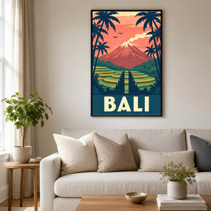 Bali Vintage Travel Poster, Retro Indonesia Wall Art Print