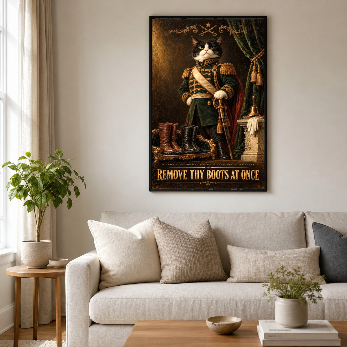 Regal Cat Military Sentry Remove Boots Wall Art Poster