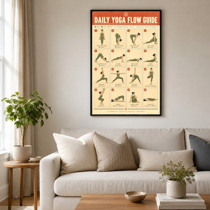 Daily Yoga Flow Guide Poster, Morning Asana Sequence Chart