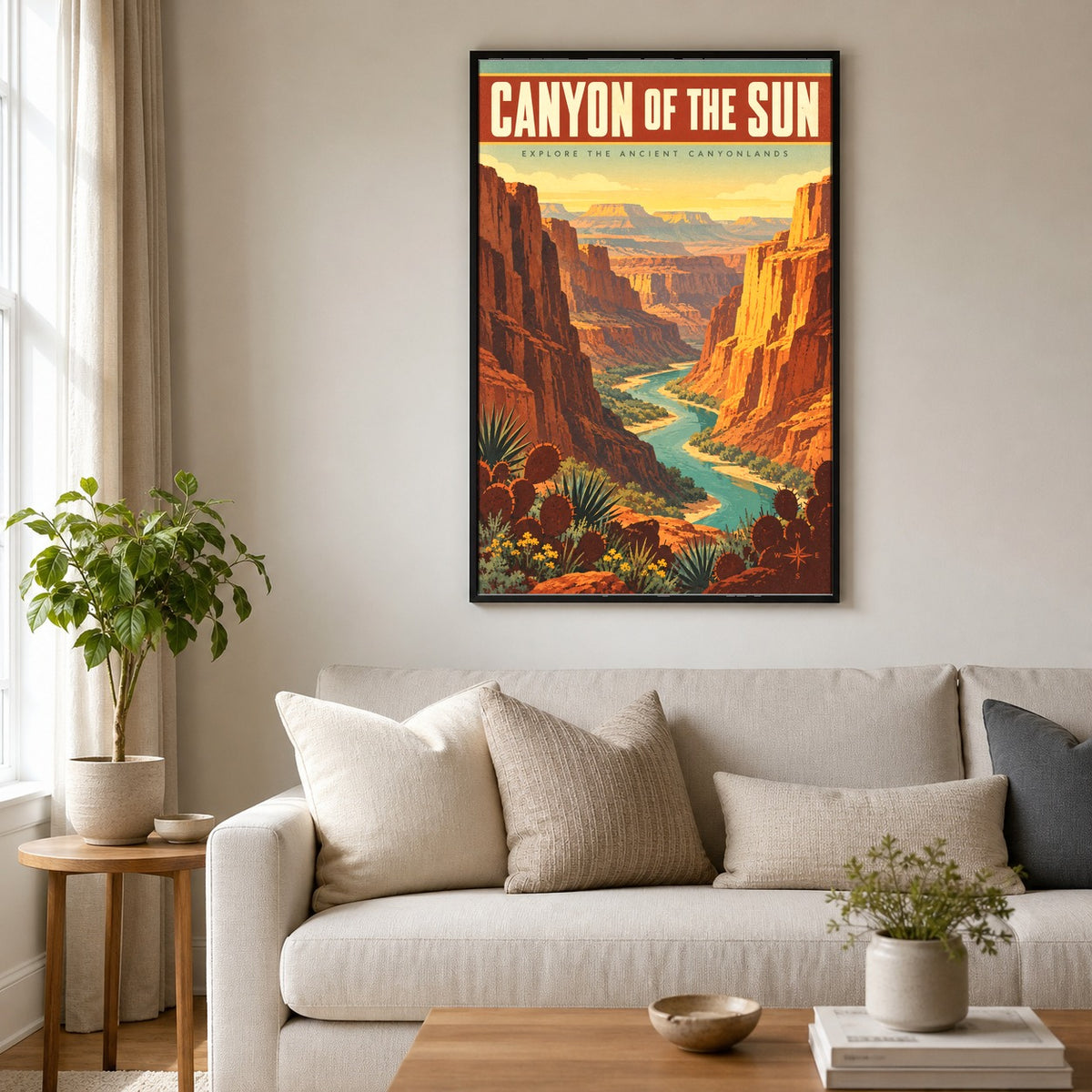 Canyon of the Sun Desert Sunrise Vintage Travel Art Poster