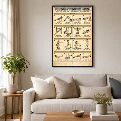 Female Tactical Bodyweight Fitness Protocol Chart Poster