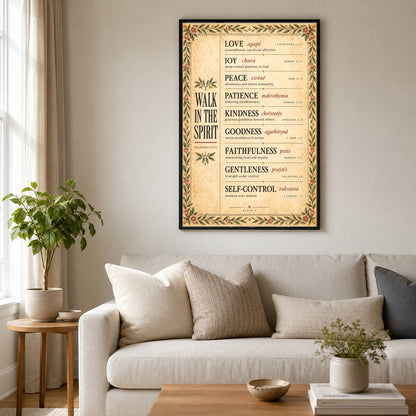 Walk in the Spirit Poster, Fruit of the Spirit Christian Scripture Decor