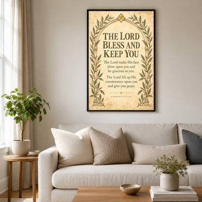 Aaronic Blessing Arch Poster, Numbers 6 Scripture Nursery Wall Art