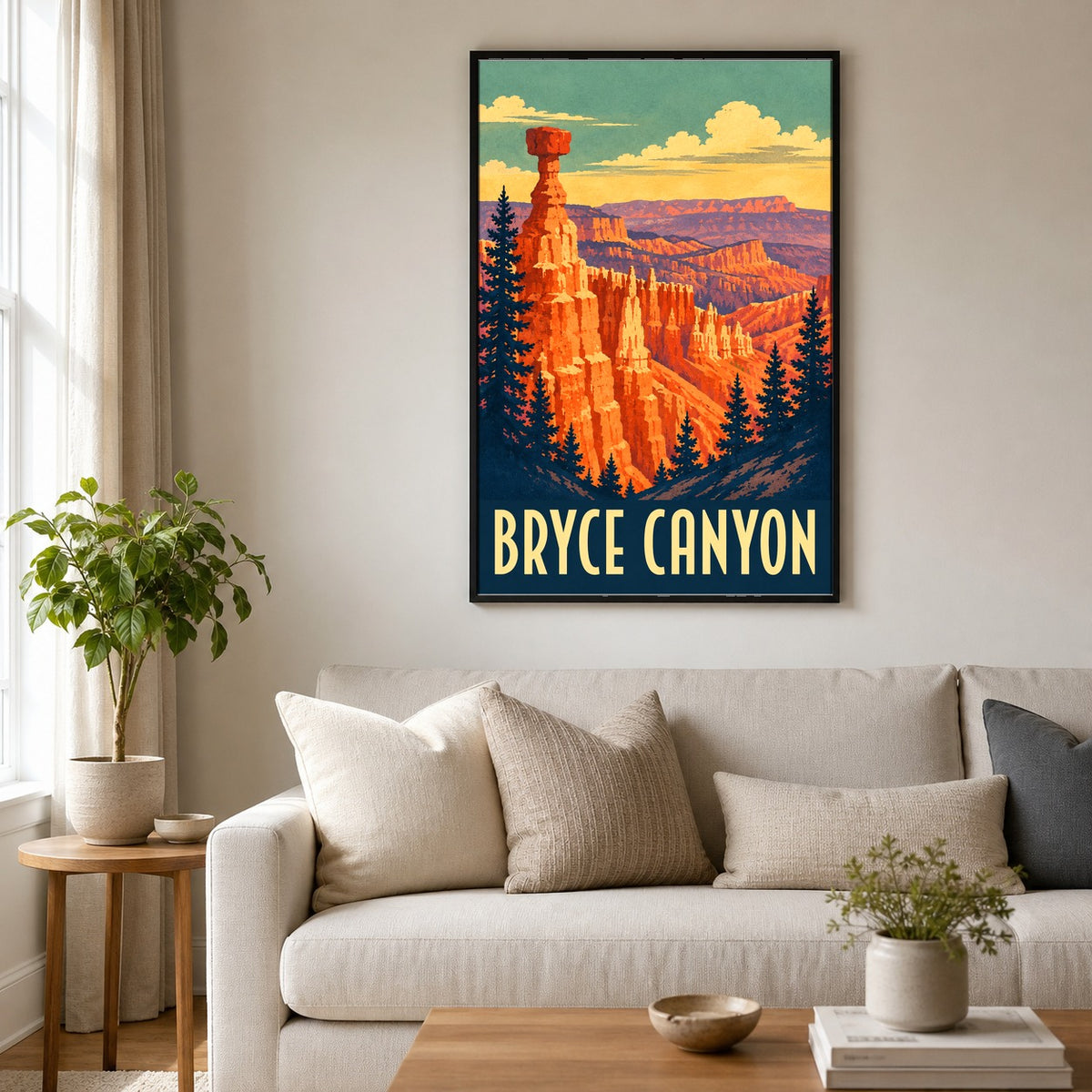 Bryce Canyon Vintage Travel Poster, Retro Wall Art Print