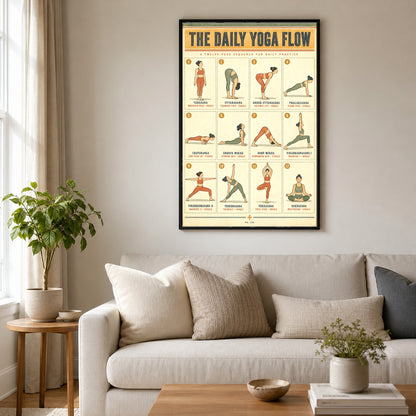 The Daily Yoga Flow Sequences Chart Poster, Home Studio Decor