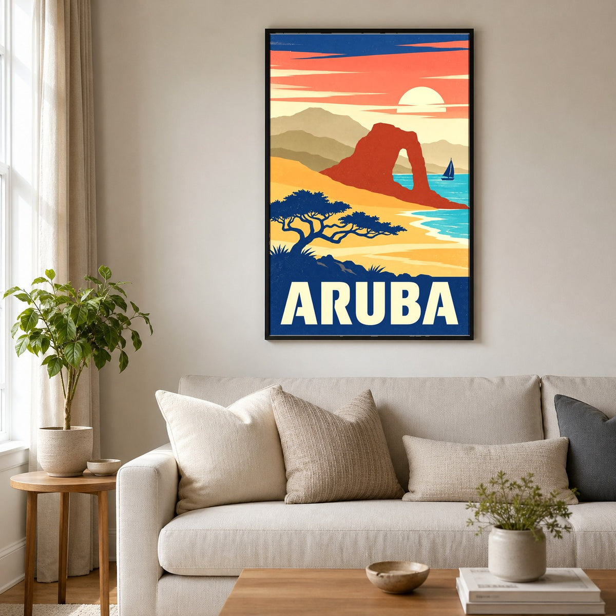 Aruba Vintage Travel Poster Retro Island Beach Wall Art