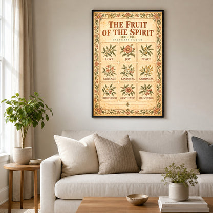 Fruit of the Spirit Botanical Scripture Poster, Christian Decor