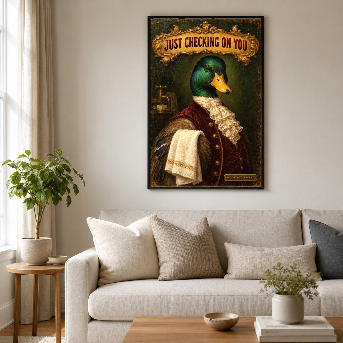 Aristocratic Duck Bathroom Attendant Funny Wall Art Poster