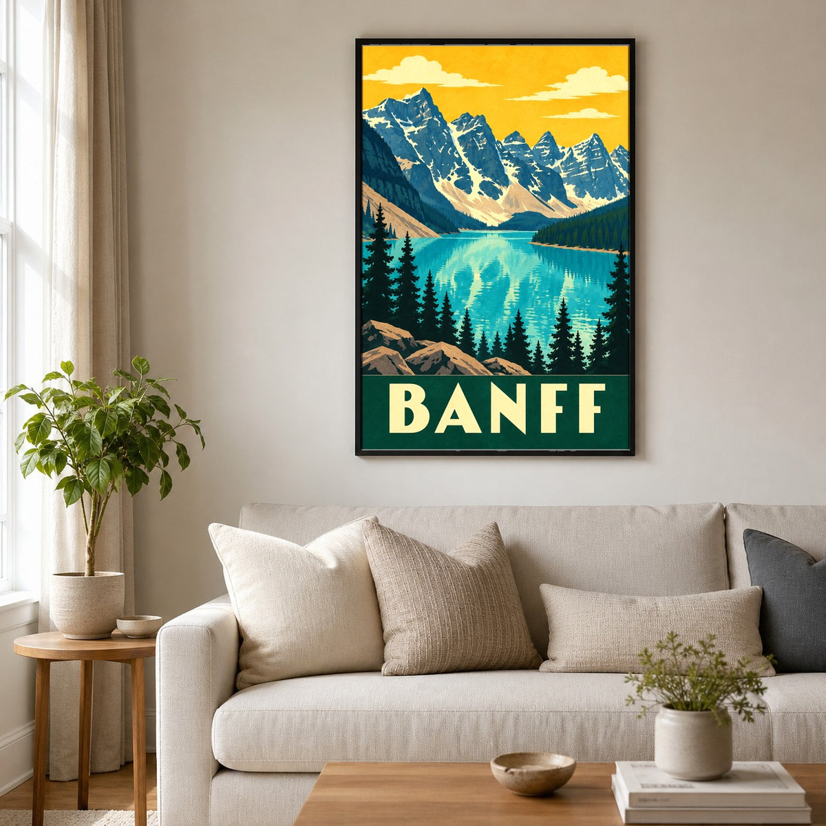 Banff Vintage Travel Poster, Retro Canadian Rockies Wall Art