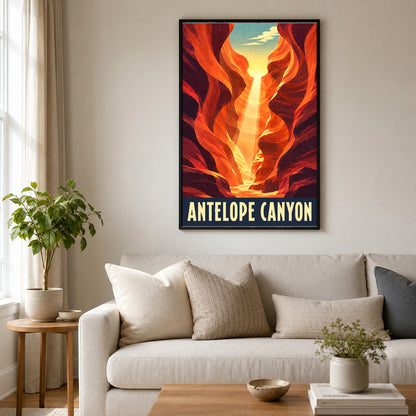 Antelope Canyon Vintage Travel Poster, Southwest Wall Art
