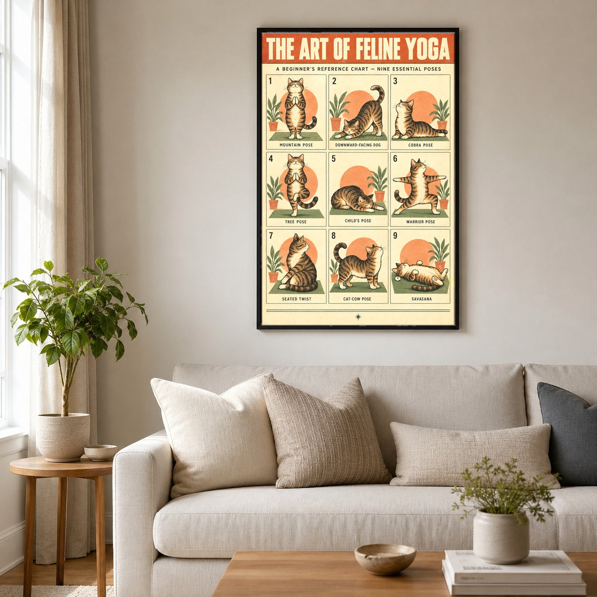 The Art of Feline Yoga Poster, Cat Stretch Routine Chart