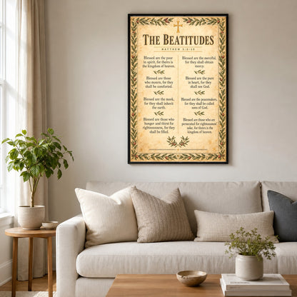 The Beatitudes Scripture Wall Art Poster, Matthew 5 Olive Branch Print