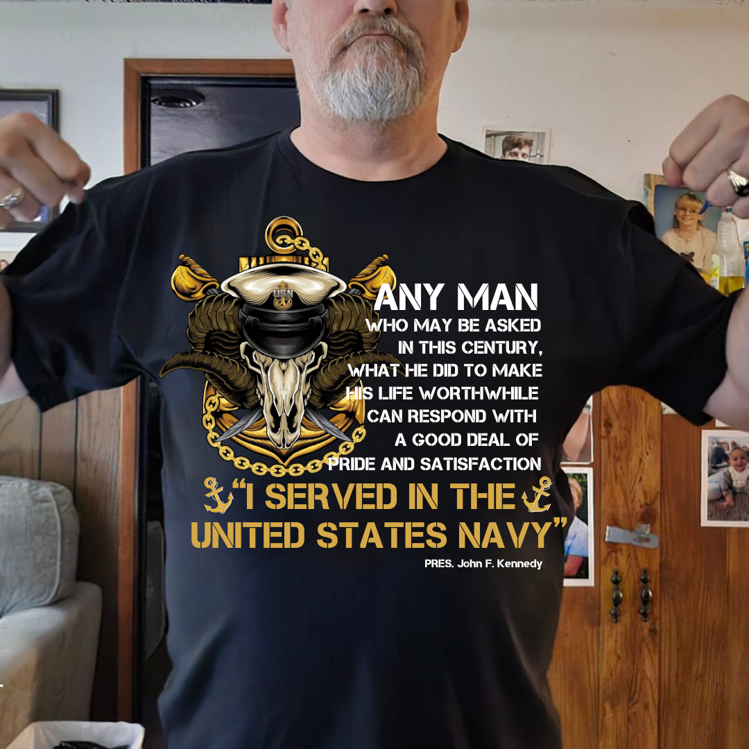 “I Served In The United States Navy" T-Shirt, US Navy Skull Design, Gift for Veterans Day