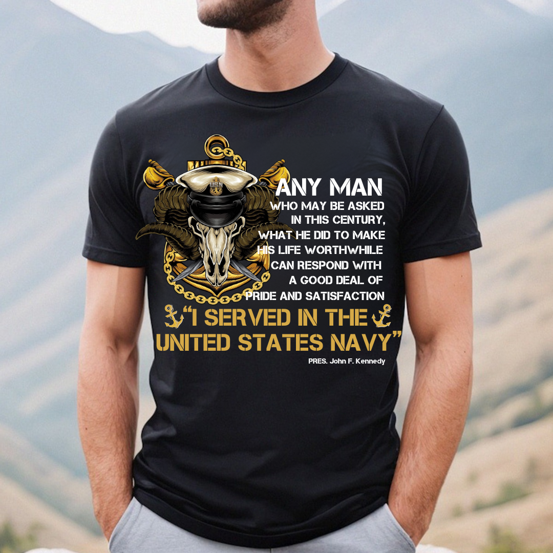 “I Served In The United States Navy" T-Shirt, US Navy Skull Design, Gift for Veterans Day