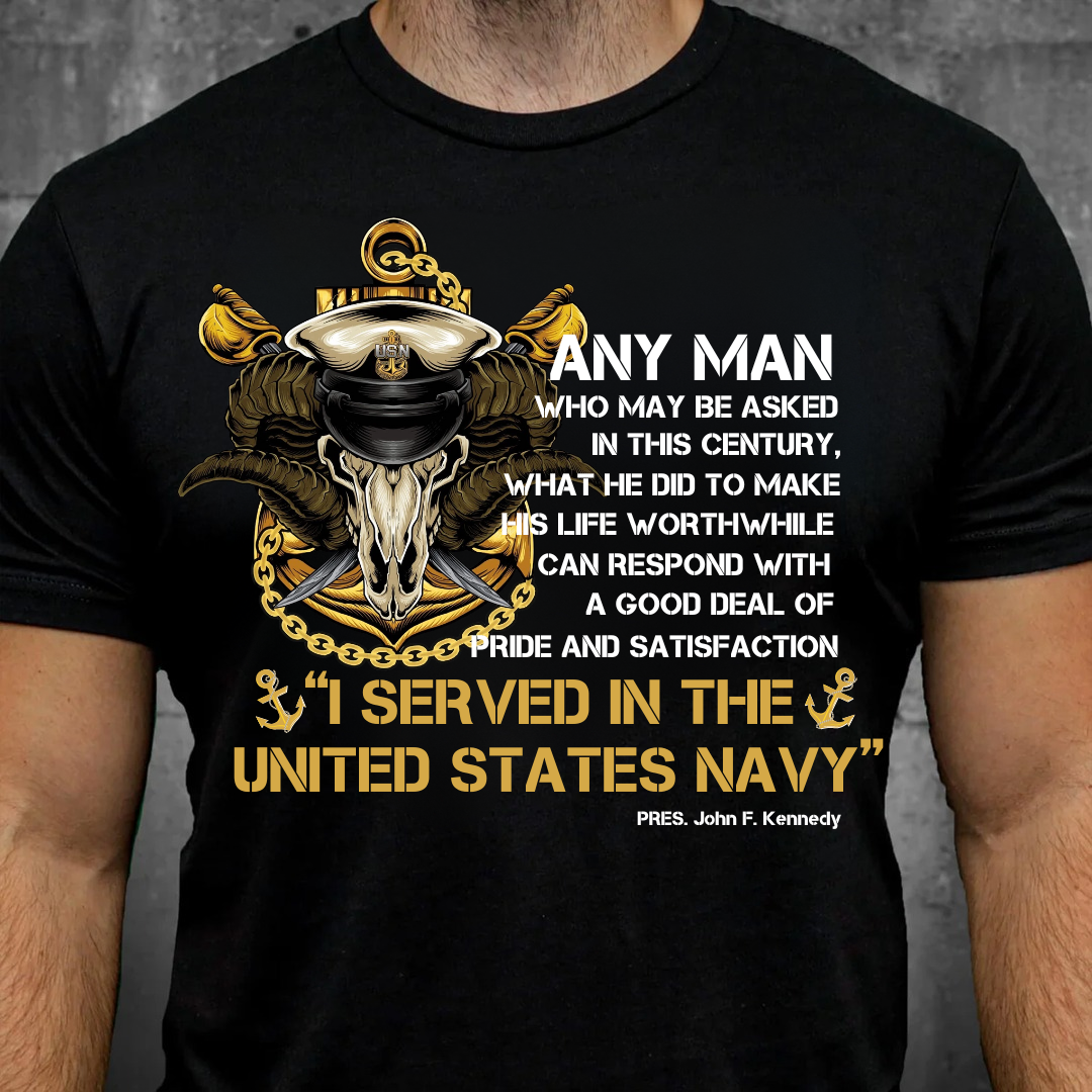 “I Served In The United States Navy" T-Shirt, US Navy Skull Design, Gift for Veterans Day