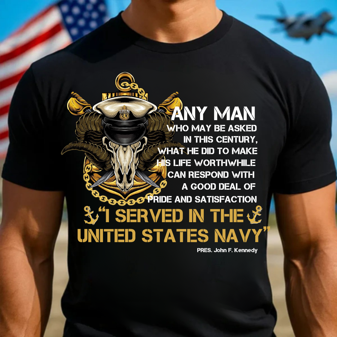 “I Served In The United States Navy" T-Shirt, US Navy Skull Design, Gift for Veterans Day