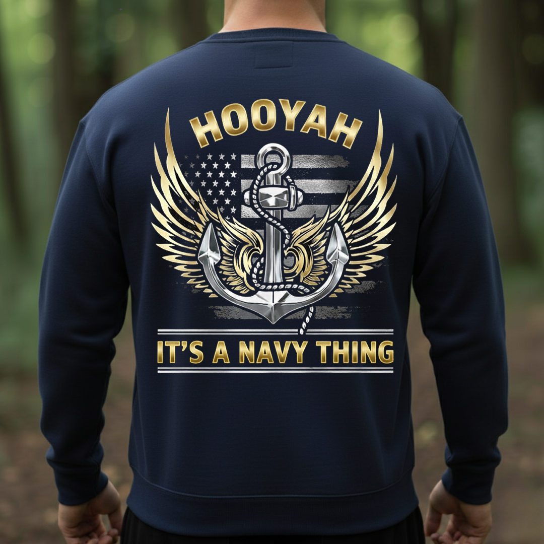HOOYAH It’s a Navy Thing Shirt – US Navy Veteran Anchor Wings Tee, Gift for Veterans Day