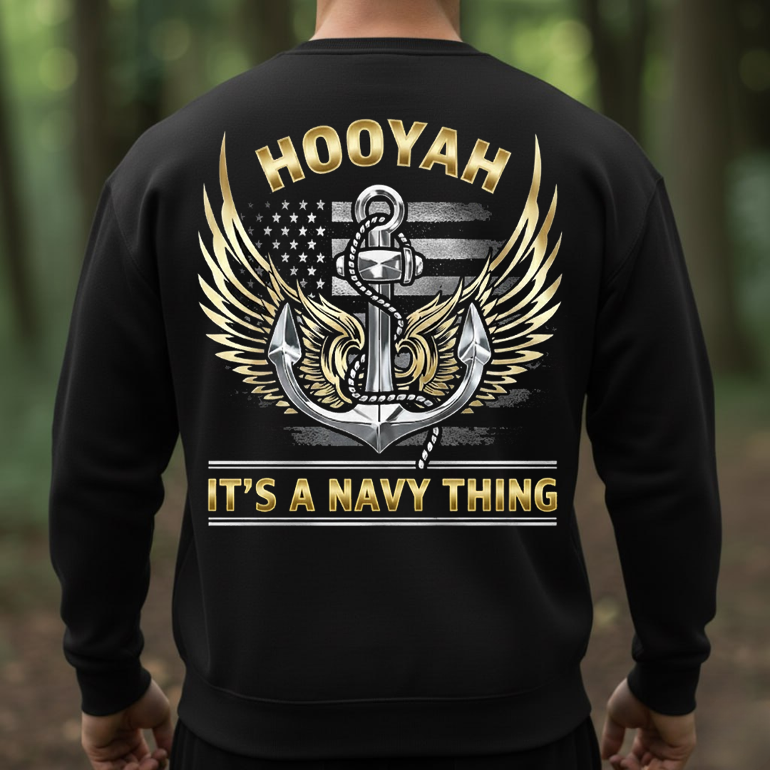 HOOYAH It’s a Navy Thing Shirt – US Navy Veteran Anchor Wings Tee, Gift for Veterans Day