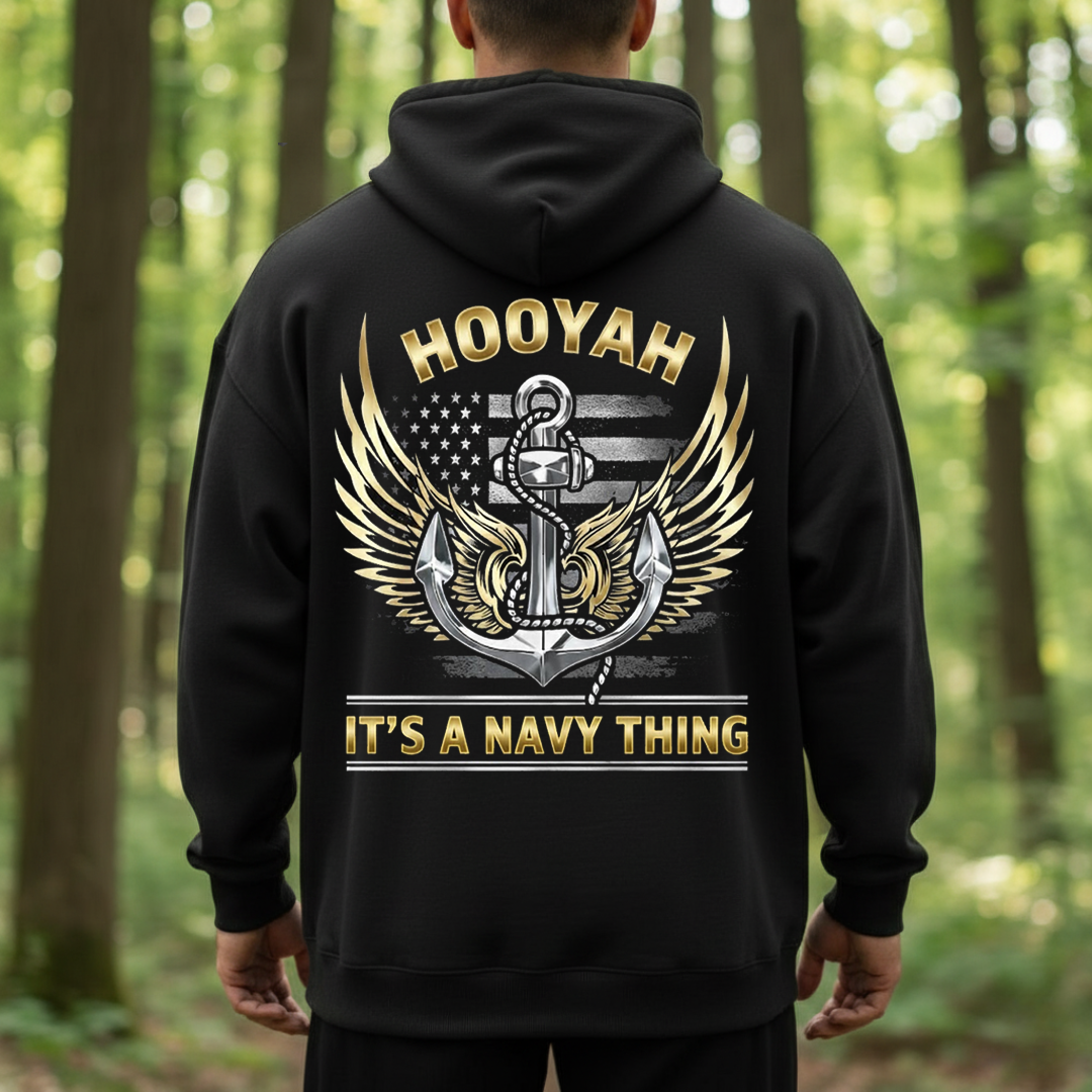 HOOYAH It’s a Navy Thing Shirt – US Navy Veteran Anchor Wings Tee, Gift for Veterans Day