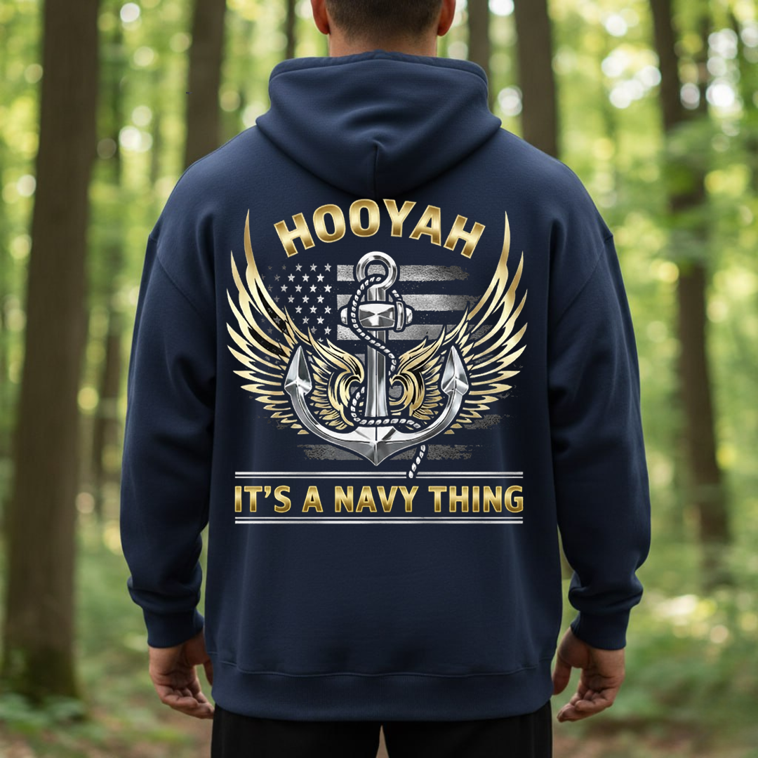 HOOYAH It’s a Navy Thing Shirt – US Navy Veteran Anchor Wings Tee, Gift for Veterans Day